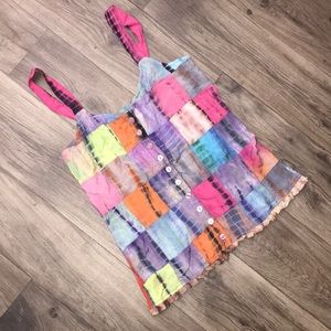 Blue Sky Fair Trade tie dye patchwork tank top